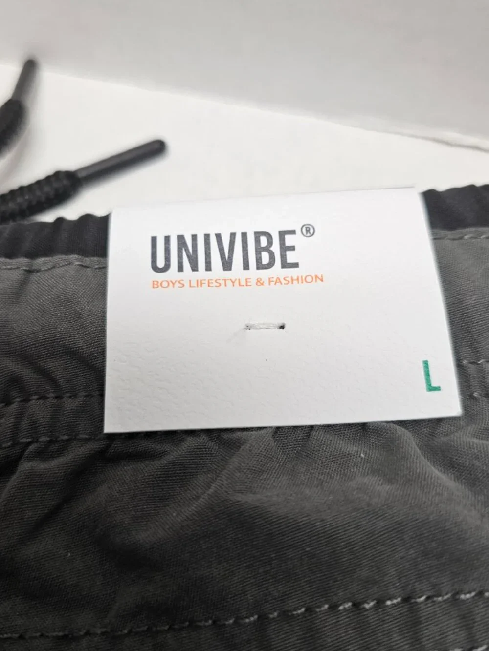 New Youth Teen Boys Univibe Gray Black Drawstring Cargo Shorts Pockets 16